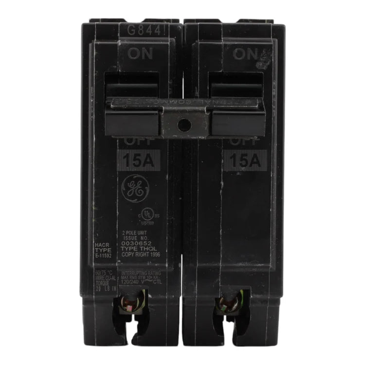 GE THQL2115 15A 2P 120/240V Q-Line Plug-In Circuit Breaker