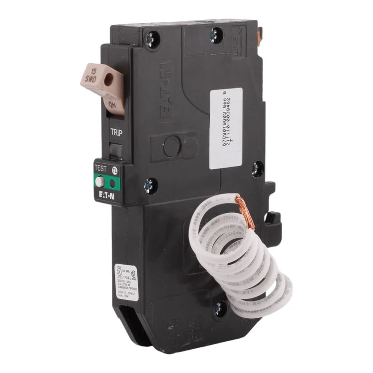 Eaton CHFN115AF 15 Amp Single Pole 120V Pigtail-Neutral AFCI Arc Fault Circuit Breaker UL