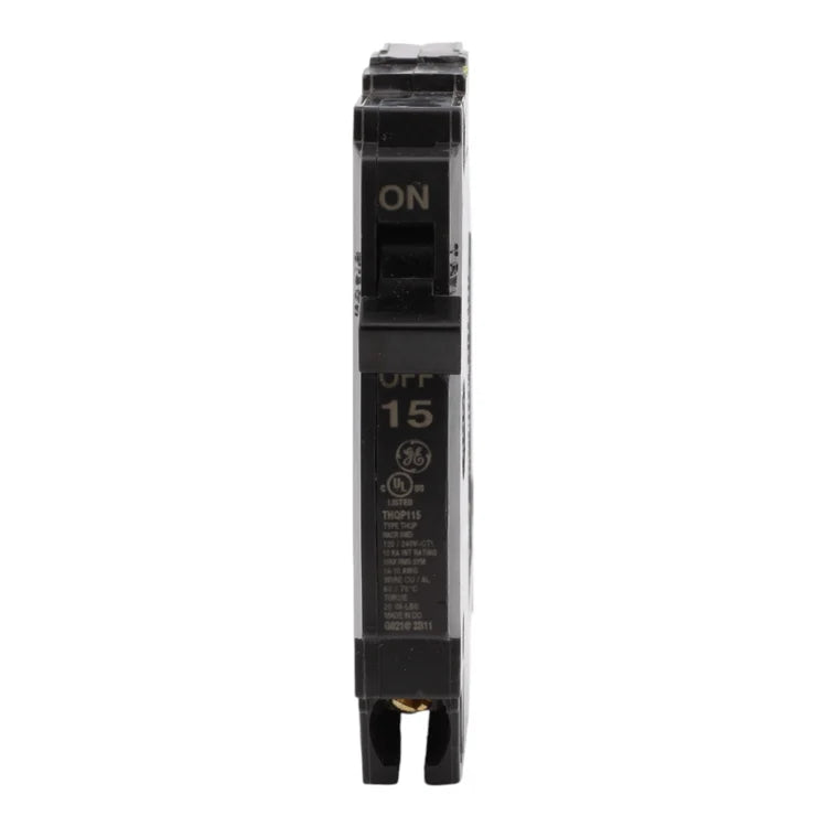 GE THQP115 15 Amp Single-Pole Circuit Breaker - 120/240V, 10kA, Plug-In, UL Listed
