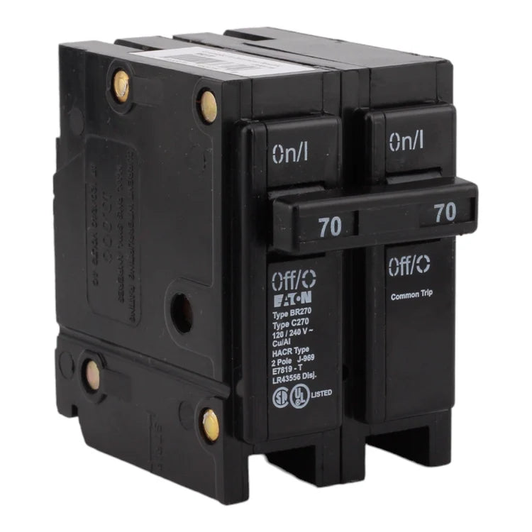 NEW - Eaton BR270 70 Amp Double Pole 240V Plug-In Standard Trip Circuit Breaker UL