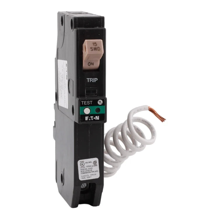 Eaton CHFN115AF 15 Amp Single Pole 120V Pigtail-Neutral AFCI Arc Fault Circuit Breaker UL