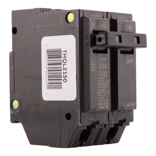 GE THQL2150 50A 2P 120/240V Thermal-Magnetic Plug-In Circuit Breaker