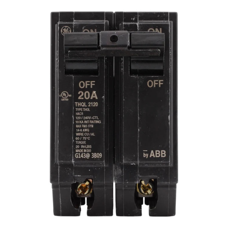 GE THQL2120 20A 120/240V 2-pole Circuit Breaker UL