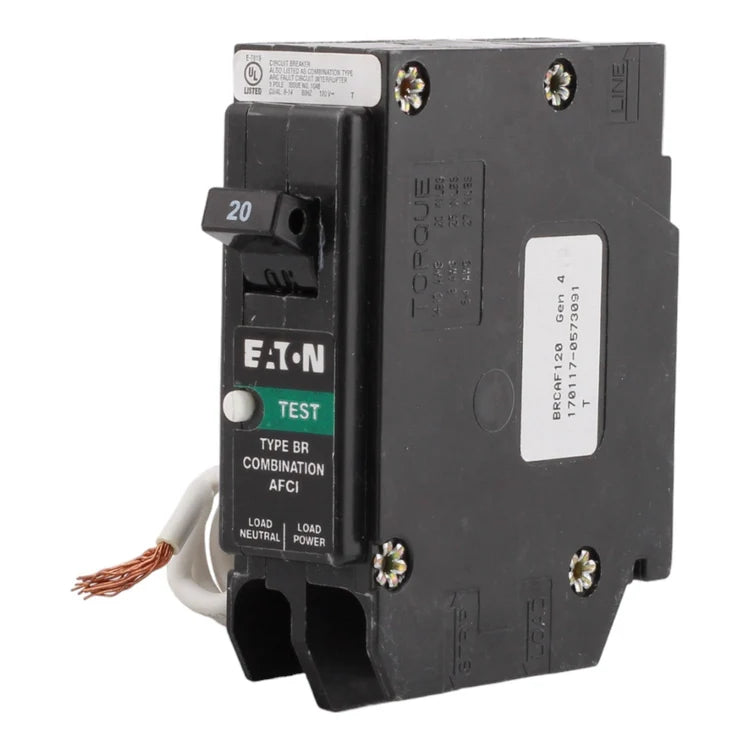 NEW - Eaton BRCAF120 20 Amp Single Pole 120V Pigtail-Neutral AFCI Arc Fault Circuit Breaker UL