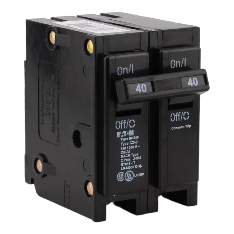 Eaton BR240 Circuit Breaker 40A 120/240V 2-Pole Plug-In Thermal Magnetic Type BR