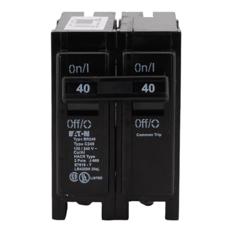 Eaton BR240 Circuit Breaker 40A 120/240V 2-Pole Plug-In Thermal Magnetic Type BR