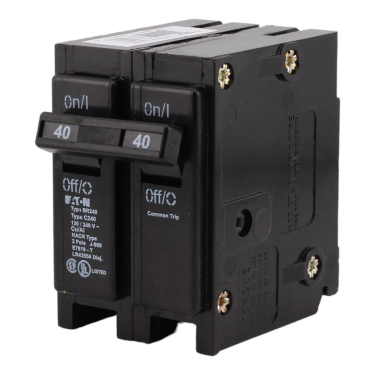 Eaton BR240 Circuit Breaker 40A 120/240V 2-Pole Plug-In Thermal Magnetic Type BR