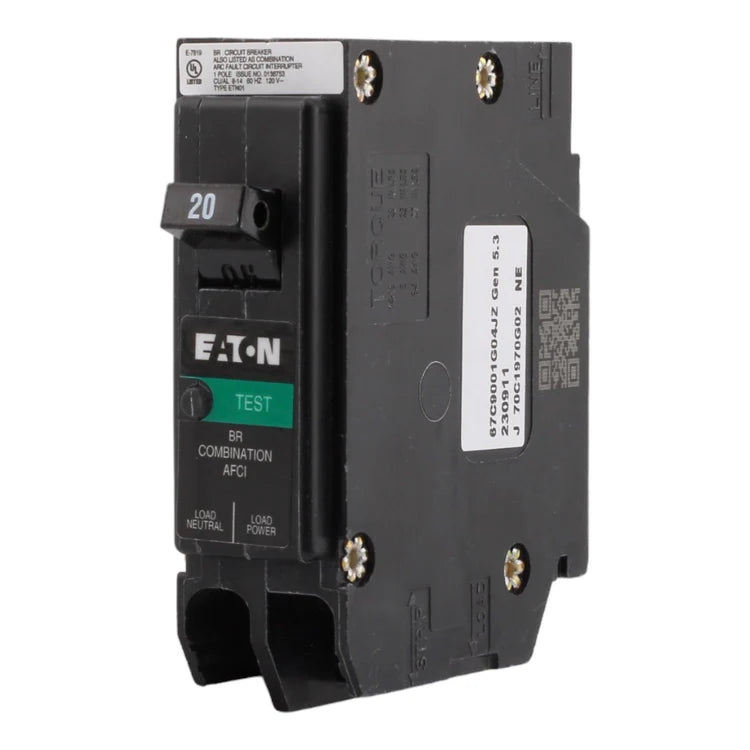 NEW - Eaton BR BRP120AF 20A 1P 120V AFCI Plug on Neutral Circuit Breaker