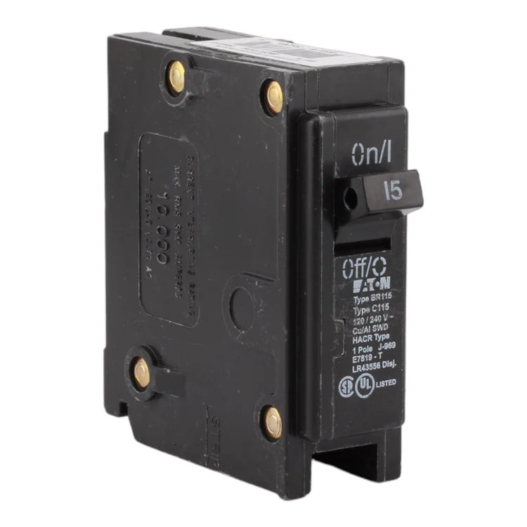 NEW - Eaton BR115 15 Amp Single Pole 120V Plug-In Standard Trip Circuit Breaker UL