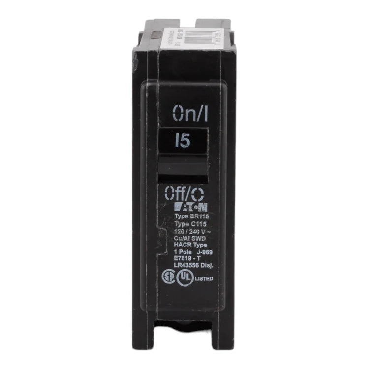 NEW - Eaton BR115 15 Amp Single Pole 120V Plug-In Standard Trip Circuit Breaker UL