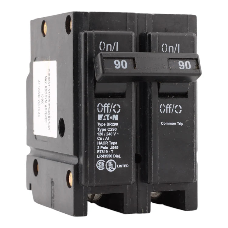 NEW - Eaton BR290 90 Amp Double Pole 240V Plug-In Standard Trip Circuit Breaker UL