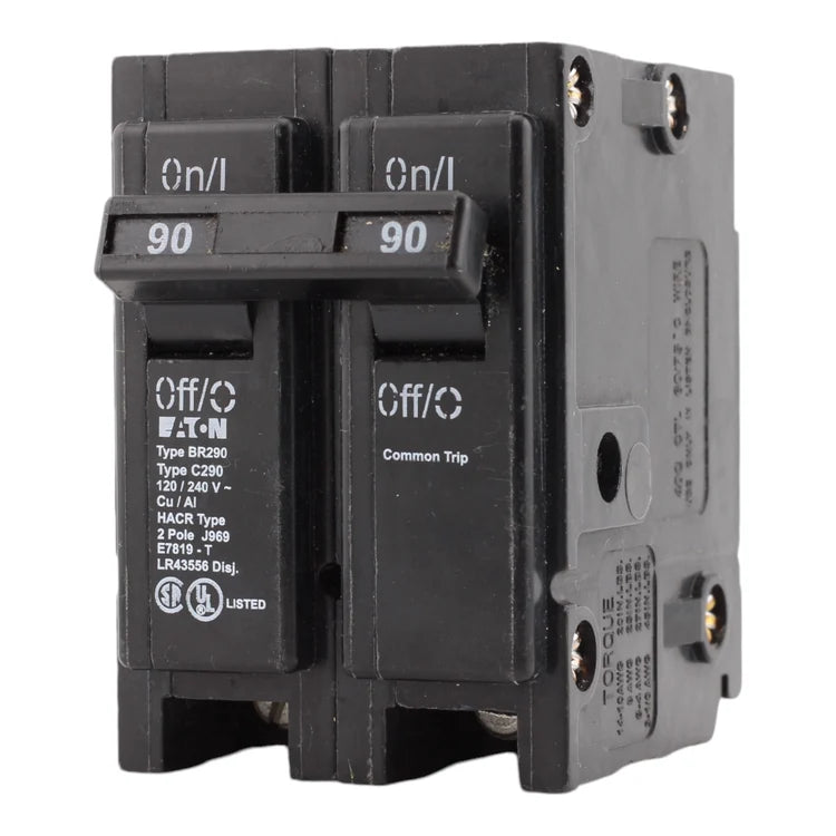 NEW - Eaton BR290 90 Amp Double Pole 240V Plug-In Standard Trip Circuit Breaker UL