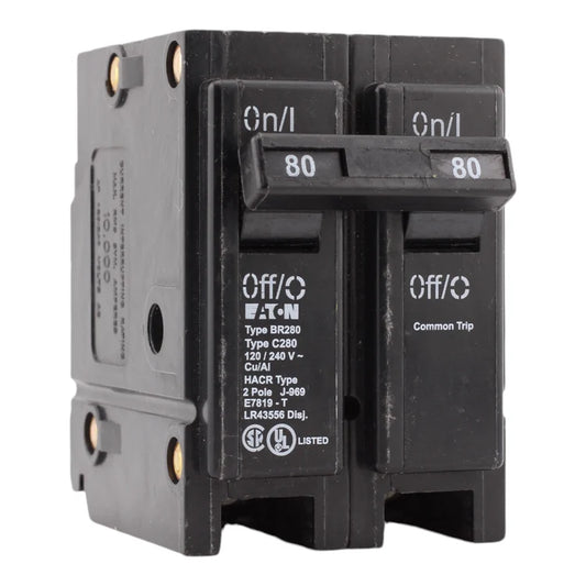 NEW - Eaton BR280 80 Amp Double Pole 240V Plug-In Standard Trip Circuit Breaker UL
