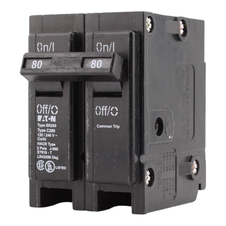 NEW - Eaton BR280 80 Amp Double Pole 240V Plug-In Standard Trip Circuit Breaker UL