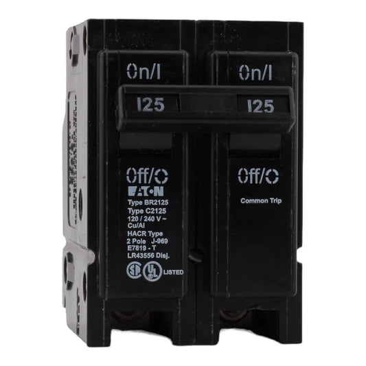 Eaton BR2125 125 Amp Double Pole 240V Plug-In Standard Trip Circuit Breaker UL