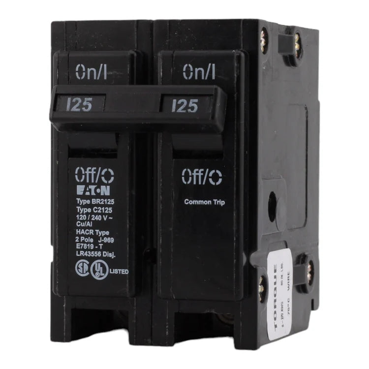 Eaton BR2125 125 Amp Double Pole 240V Plug-In Standard Trip Circuit Breaker UL