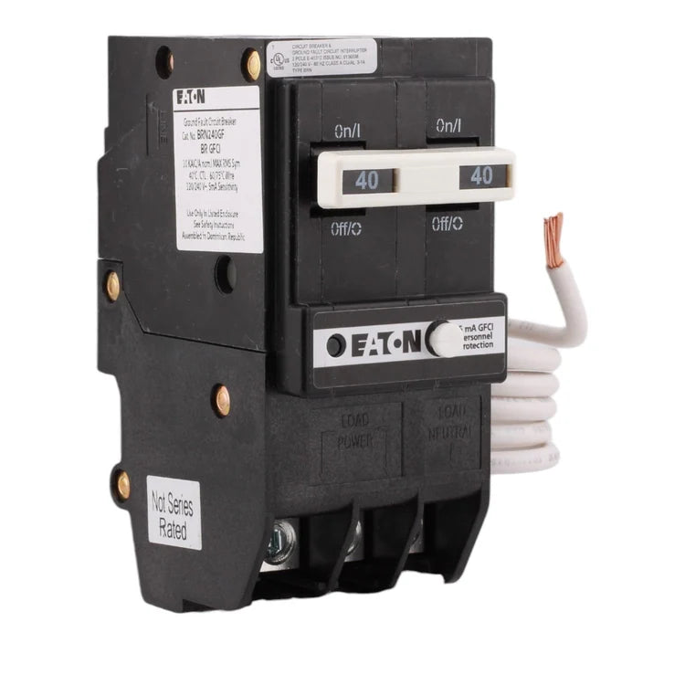 NEW - Eaton BRN240GF 40 Amp Double Pole 240V Pigtail-Neutral GFCI Ground Fault Circuit Breaker UL