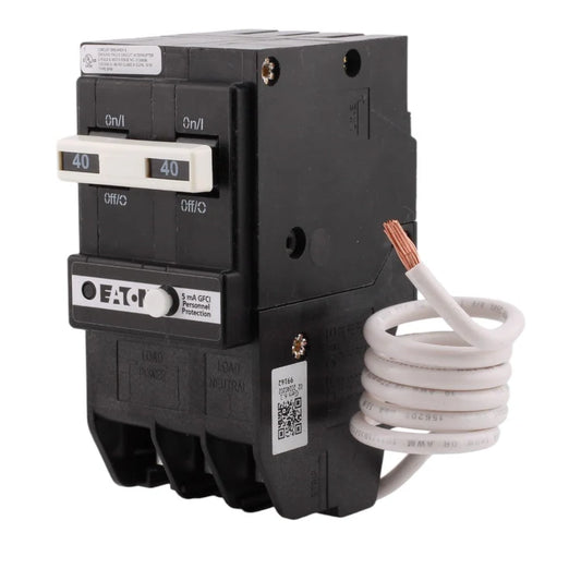 NEW - Eaton BRN240GF 40 Amp Double Pole 240V Pigtail-Neutral GFCI Ground Fault Circuit Breaker UL
