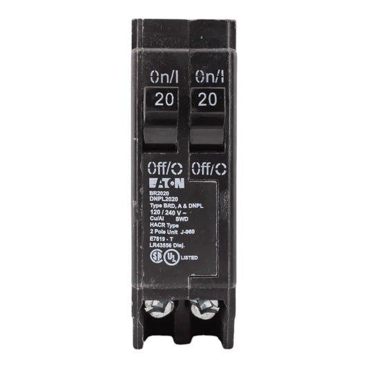 NEW - Eaton BR, BR2020, 20A/20A, 1P, 120V, Tandem, Circuit Breaker