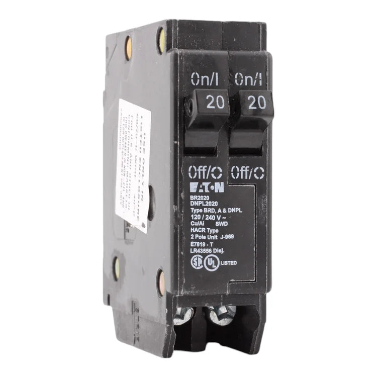 NEW - Eaton BR, BR2020, 20A/20A, 1P, 120V, Tandem, Circuit Breaker