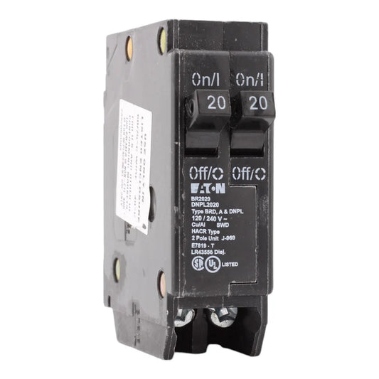 NEW - Eaton BR, BR2020, 20A/20A, 1P, 120V, Tandem, Circuit Breaker