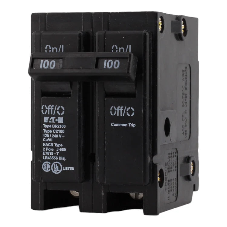 NEW - Eaton BR2100 100 Amp Double Pole 240V Plug-In Standard Trip Circuit Breaker UL